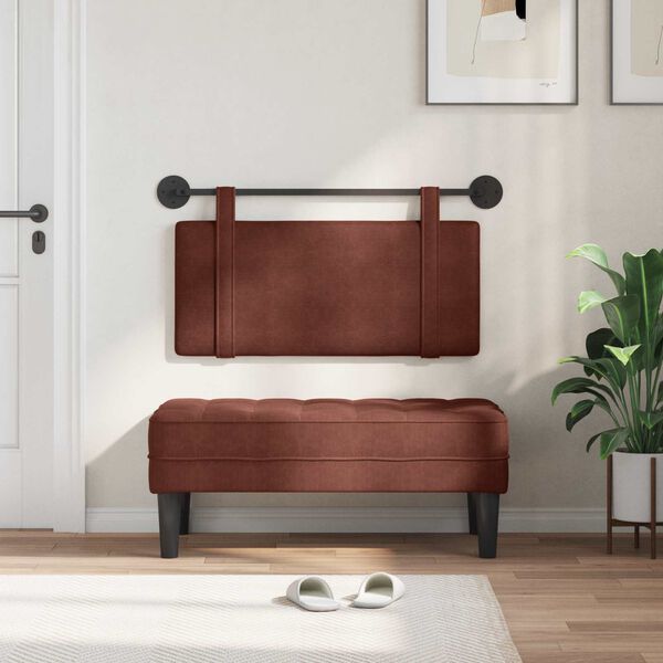 vidaXL Cap de pat suspendat Simplu Maro Lucios 90 x 55 x 5 cm PU antic