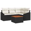 vidaXL Set de canapele pentru grădină cu pernă 5 pcs Negru poliratan