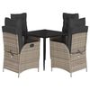 vidaXL Set mobilier de grădină cu perne, 5 piese, gri, poliratan