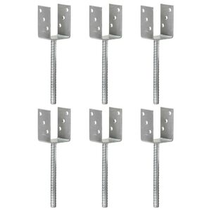 vidaXL Ancore de gard, 6 buc., argintiu, 7x6x30 cm, oțel galvanizat