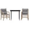 vidaXL Set bistro cu perne, 3 piese, bej combinat, poliratan