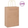 vidaXL Pungi de h&acirc;rtie 250 buc cu m&acirc;nere maro 21x11x31 cm