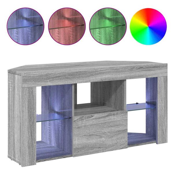 vidaXL Șifonier LED pentru TV colțar Gri Sonoma 106 x 40 x 50 cm