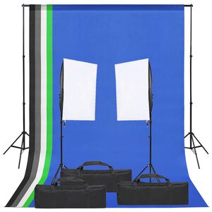 vidaXL Kit studio foto cu set de lumină și fundal