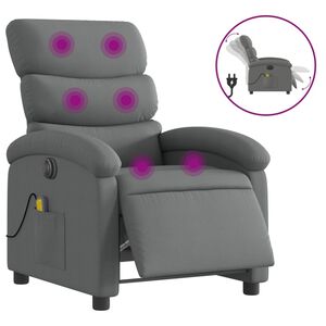 vidaXL Fotoliu electric de masaj rabatabil, gri &icirc;nchis, textil