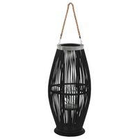 vidaXL Suport de lumânări suspendat tip felinar, negru, 60 cm, bambus