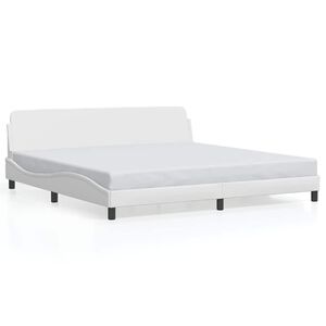 vidaXL Cadru de pat, Dover, alb, 200x200 cm, piele ecologică