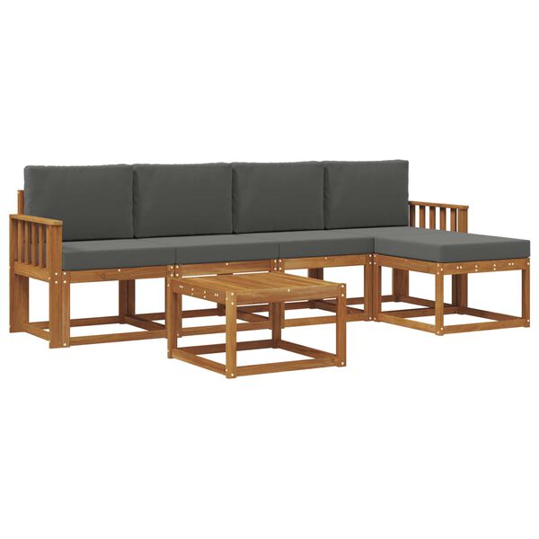 vidaXL Set de canapele de exterior cu pernă 6 pcs Natural și Antracit