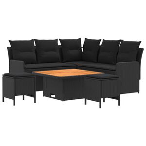 vidaXL Seturi de mobilier cu pernă 6 pcs Negru Ratan PE