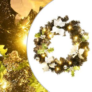 vidaXL Coroniță de Crăciun cu becuri LED, negru, 60 cm, PVC