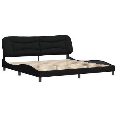 vidaXL Cadru de pat cu tăblie, negru, 200x200 cm, textil
