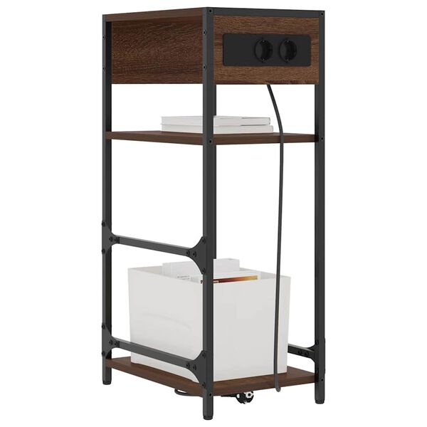 vidaXL Dulap de noapte Stejar &icirc;nchis 40 x 27 x 76 cm Lemn compozit