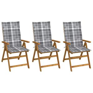 vidaXL Scaune pliante 3 buc cu perne din lemn masiv de salc&acirc;m