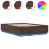 vidaXL Cadru de pat cu lumini LED stejar maro 150x200cm lemn prelucrat