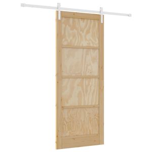 vidaXL Ușă glisantă 86 x 211 cm Lemn masiv de pin Natural și Alb