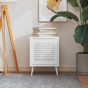 vidaXL Ușă de dulap design lambriu, alb, 39,5x39,4 cm, lemn masiv pin