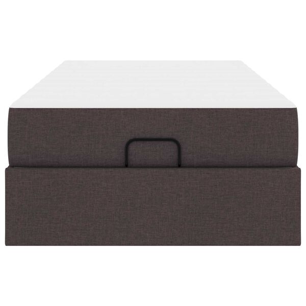 vidaXL Cadru de pat cu saltea cu saltea 2 pcs Cafeniu țesătură