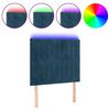 vidaXL Tăblie de pat cu LED, albastru &icirc;nchis, 100x5x118/128cm, catifea