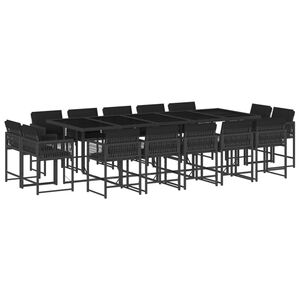 vidaXL Set mobilier de grădină cu perne, 15 piese, negru, poliratan