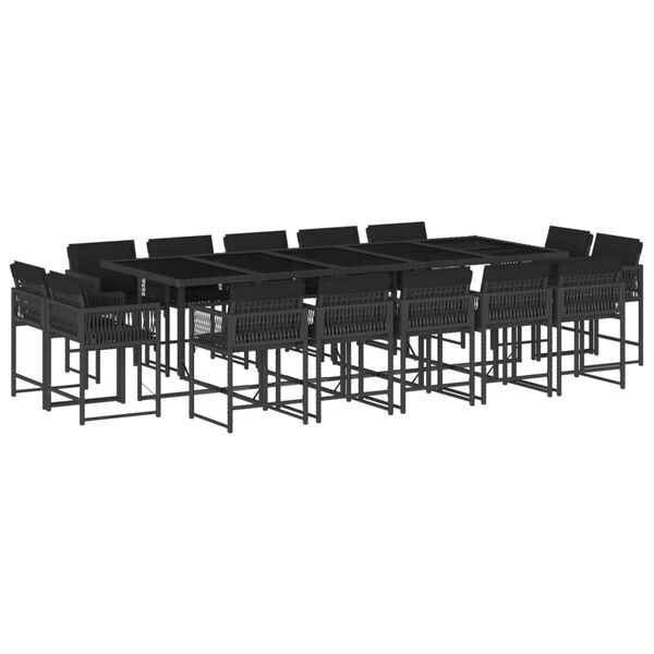vidaXL Set mobilier de grădină cu perne, 15 piese, negru, poliratan