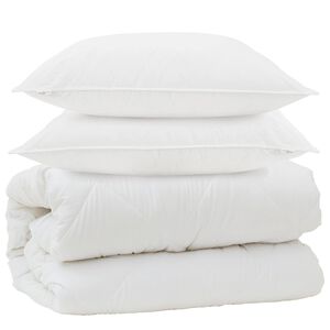 vidaXL Duvet cu perne cu pernă 3 pcs Alb Microfibră