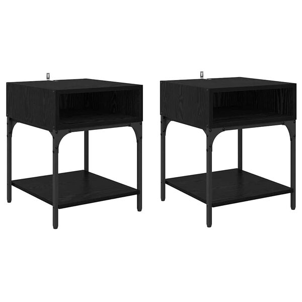 vidaXL Noptieră 2 pcs Stejar Negru 40 x 40 x 50 cm Lemn compozit