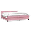 vidaXL Pat box spring cu saltea, roz, 180x210 cm, catifea