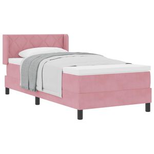 vidaXL Pat cu arcuri cu saltea cu headboard Roz 200 x 100 cm Catifea