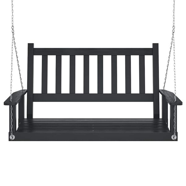vidaXL Bancă balansoar grădină lanțuri metalice negru lemn masiv brad