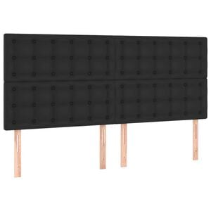 vidaXL Tăblie de pat neagră 160x5x118/128 cm piele ecologică