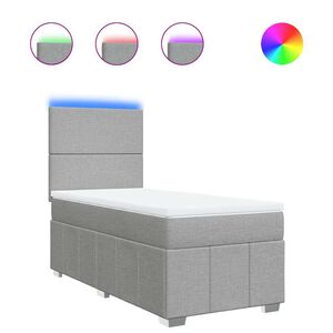 vidaXL Pat continental cu saltea, gri deschis, 80x200 cm, textil