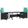 vidaXL Set dining pentru exterior 3 buc. Negru și Turcoaz poliratan