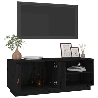 vidaXL Comodă TV, negru, 105x34x40 cm, lemn masiv de pin