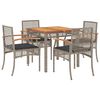vidaXL Set mobilier de grădină cu perne, 5 piese, gri, poliratan