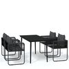 vidaXL Set de servit masa pentru grădină, 5 piese, negru