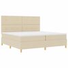 vidaXL Pat cu arcuri cu saltea cu headboard Crem 200 x 200 cm țesătură