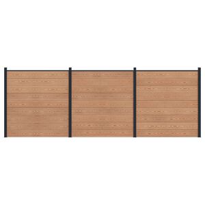 vidaXL Panou de Gardă 3 pcs WPC și Aluminiu Maro