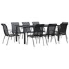 vidaXL Set mobilier de grădină, 9 piese, negru, oțel și textilenă