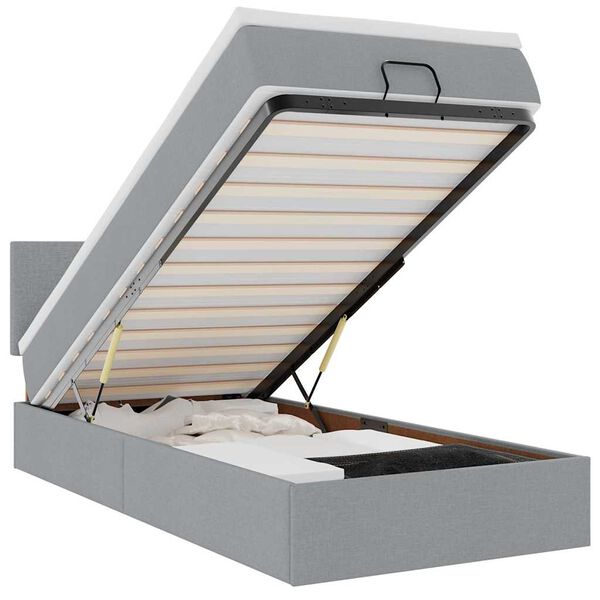 vidaXL Pat otoman cu saltea țesătură gri deschis 100x200 cm