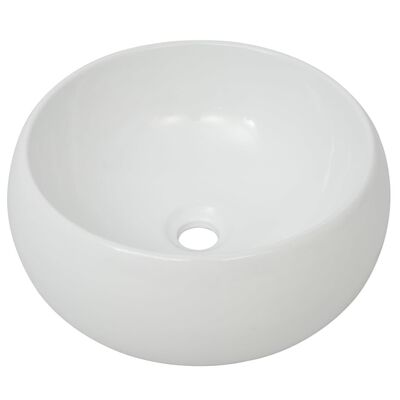 vidaXL Chiuvetă de baie cu robinet mixer, ceramică, rotund, alb