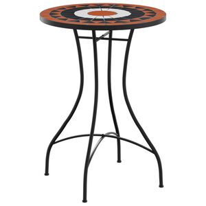 vidaXL Masă de bistro mozaic, cărămiziu și alb, &Oslash;50x70 cm, ceramică
