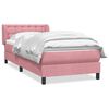 vidaXL Pat box spring cu saltea, roz, 100x220 cm, catifea
