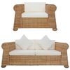 vidaXL Set de canapele cu perne, 2 piese, ratan natural