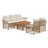 vidaXL Set de canapele pentru grădină 6 buc. Alb Natural și Crem
