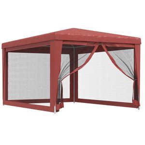 vidaXL Cort de petrecere cu 4 pereți din plasă, roșu, 3x4 m, HDPE