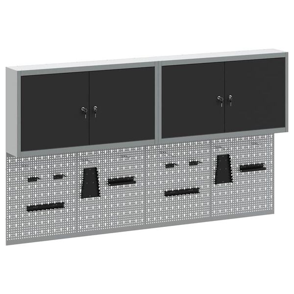 vidaXL Set de Cabinet pentru Unelte și Pegboard cu raft 6 pcs Negru