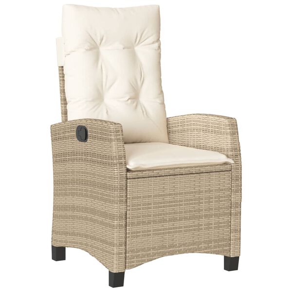 vidaXL Set de masă pentru grădină, 9 piese, cu perne, bej, poliratan