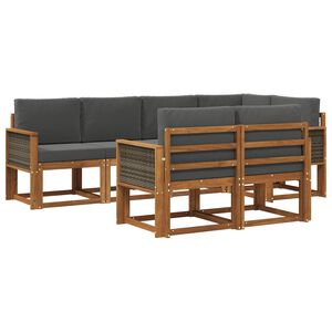 vidaXL Set de canapele de exterior 7 pcs Natural și Antracit Poliester