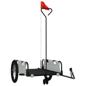 vidaXL Remorcă biciclete, gri și negru, țesătură oxford și fier