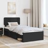 vidaXL Cadru de pat cu headboard Negru 75 x 190 cm Lemn de pin masiv
